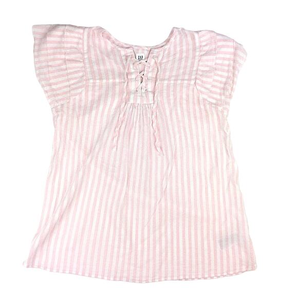 GAP Maternity Pink White Striped Lace-Up Top - Picture 1 of 5